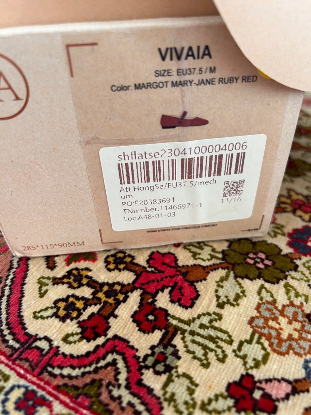 Vivaia Square-toed Red Margot Mary Jane, US7/EU37.5, Like New - Picture 6 of 6